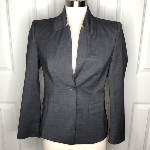 Boss Hugo Boss Charcoal Grey Cropped One Button Blazer 4 - Picture 1 of 10